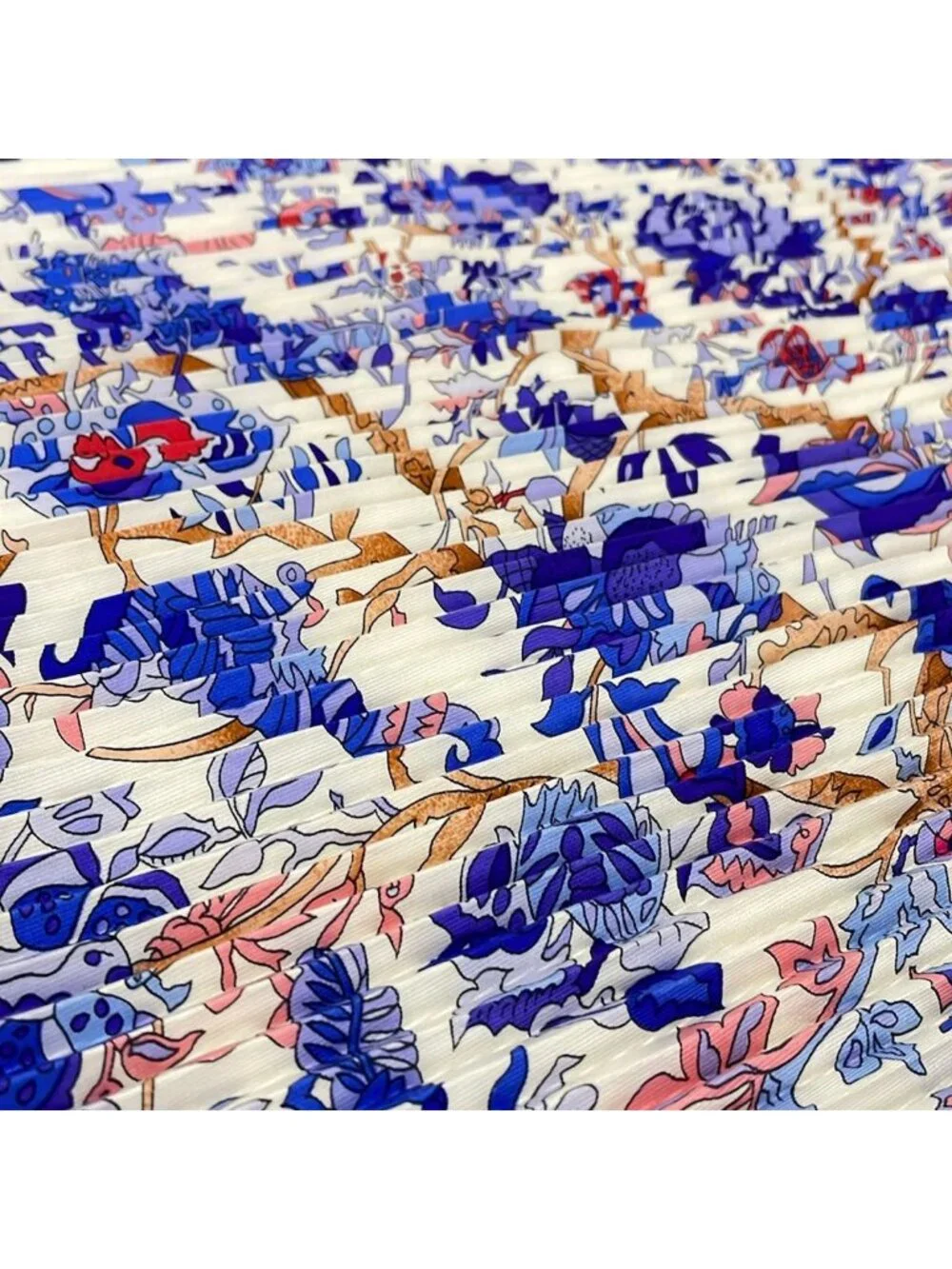 ★SOLD★ Hermes Scarf Carre Plisse White Blue Multi Fantaisies Indiennes - Picture 5 of 6